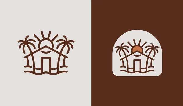 Logo Beach Resort Palm Tree Uniwersalny Symbol Kreatywności Szablon Logo — Wektor stockowy