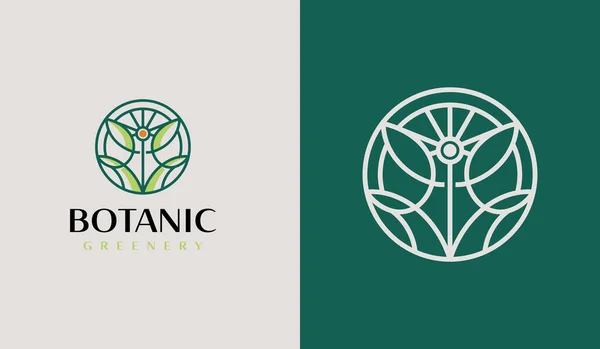 Yaprak Çiçeği Bitki Logosu. Evrensel yaratıcı prim sembolü. Vektör simgesi logo şablonu. Vektör illüstrasyonu