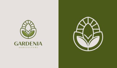 Yaprak Çiçeği Tarım Logosu. Evrensel yaratıcı prim sembolü. Vektör simgesi logo şablonu. Vektör illüstrasyonu