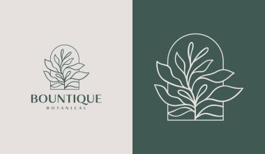 Yaprak Çiçeği Bitki Logosu. Evrensel yaratıcı prim sembolü. Vektör simgesi logo şablonu. Vektör illüstrasyonu