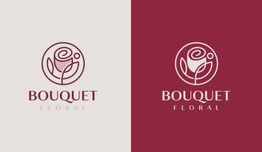 Gül Yaprağı Çiçeği Bitki Logosu. Evrensel yaratıcı prim sembolü. Vektör simgesi logo şablonu. Vektör illüstrasyonu