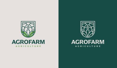 Tarım Çiftliği Logosu. Evrensel yaratıcı prim sembolü. Vektör simgesi logo şablonu. Vektör illüstrasyonu
