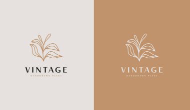 Yaprak Çiçeği El Yazması Logo Simgesi. Evrensel yaratıcı prim sembolü. Vektör simgesi logo şablonu. Vektör illüstrasyonu
