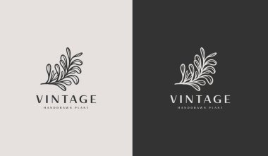 Yaprak Çiçeği El Yazması Logo Simgesi. Evrensel yaratıcı prim sembolü. Vektör simgesi logo şablonu. Vektör illüstrasyonu