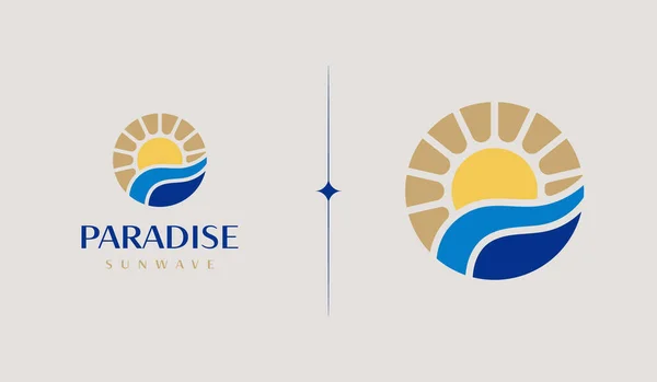 Günbatımı dalga logo şablonu. Evrensel yaratıcı prim sembolü. Vektör illüstrasyonu