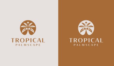 Palm Tree Yaz Logosu. Evrensel yaratıcı prim sembolü. Vektör simgesi logo şablonu. Vektör illüstrasyonu