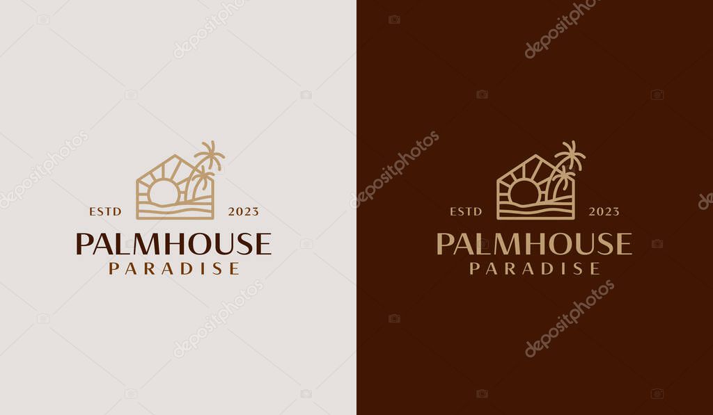 Palm House Logo Template. Universal creative premium symbol. Vector illustration. Creative Minimal design template. Symbol for Corporate Business Identity