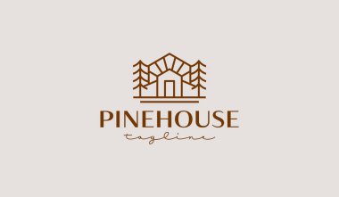 Pine House Monoline Logo Template. Universal creative premium symbol. Vector illustration. Creative Minimal design template. Symbol for Corporate Business Identity