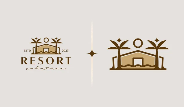 Palm House Resort Logo Şablonu Evrensel Yaratıcı Prim Sembolü Vektör — Stok Vektör