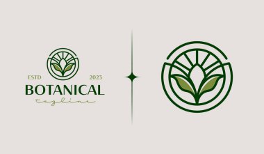 Yaprak Çiçeği Logo Şablonu. Evrensel yaratıcı prim sembolü. Vektör çizimi. Yaratıcı Minimal Tasarım Şablonu. Şirket İş Kimliği Sembolü