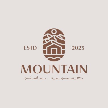 Dağ Evi Tatil Logosu Şablonu. Evrensel yaratıcı prim sembolü. Vektör çizimi. Yaratıcı Minimal Tasarım Şablonu. Şirket İş Kimliği Sembolü