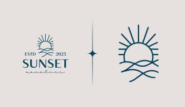 Sunset Wave Logo Template. Universal creative premium symbol. Vector illustration. Creative Minimal design template. Symbol for Corporate Business Identity