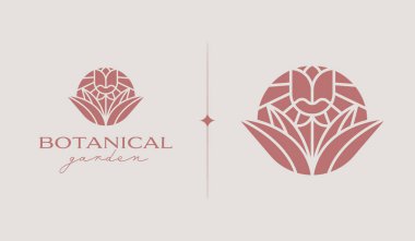 Botanik Bitkisi Yaprak Logo Şablonu. Evrensel yaratıcı prim sembolü. Vektör çizimi. Yaratıcı Minimal Tasarım Şablonu. Şirket İş Kimliği Sembolü