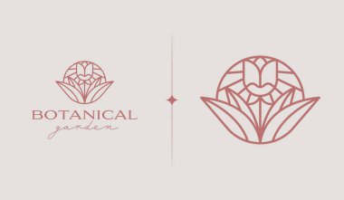 Botanik Bitkisi Yaprak Logo Şablonu. Evrensel yaratıcı prim sembolü. Vektör çizimi. Yaratıcı Minimal Tasarım Şablonu. Şirket İş Kimliği Sembolü