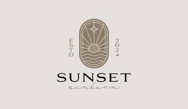 Sunset Wave Logo Template. Universal creative premium symbol. Vector illustration. Creative Minimal design template. Symbol for Corporate Business Identity