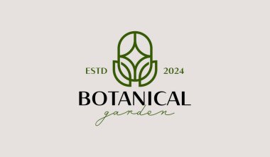 Yaprak Çiçeği Ağacı monolini. Evrensel yaratıcı prim sembolü. Vektör simgesi logo şablonu. Vektör illüstrasyonu