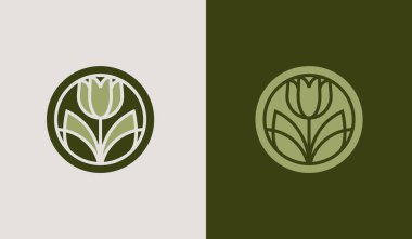 Yaprak Çiçeği Ağacı monolini. Evrensel yaratıcı prim sembolü. Vektör simgesi logo şablonu. Vektör illüstrasyonu