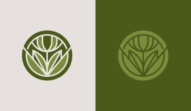 Yaprak Çiçeği Ağacı monolini. Evrensel yaratıcı prim sembolü. Vektör simgesi logo şablonu. Vektör illüstrasyonu