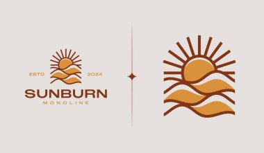 Sunset Wave Logo Template. Universal creative premium symbol. Vector illustration. Creative Minimal design template. Symbol for Corporate Business Identity