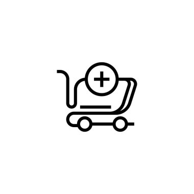 Alışveriş arabası ikonu. Mobil konsept ve web tasarımı için doğrusal biçim işareti. Taslak vektör simgesi.