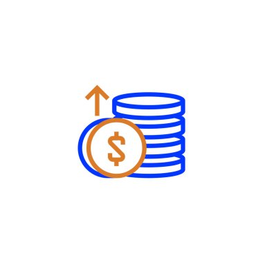 Sikke yığını simgesi. Mobil konsept ve web tasarımı için doğrusal biçim işareti. Taslak vektör simgesi.