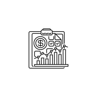 Yatırım Planı Satır Simgesi. Mobil konsept ve web tasarımı için doğrusal biçim işareti. Taslak vektör simgesi.