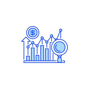 Pazar Analizi Hattı Simgesi. Mobil konsept ve web tasarımı için doğrusal biçim işareti. Taslak vektör simgesi.