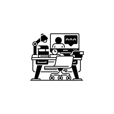 Çalışma Alanı Simgesi. Mobil konsept ve web tasarımı için doğrusal biçim işareti. Taslak vektör simgesi.