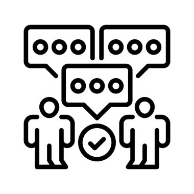 İletişim becerileri çizgi simgesi. Evrensel yaratıcı prim sembolü. Vektör simgesi logo şablonu. Vektör illüstrasyonu