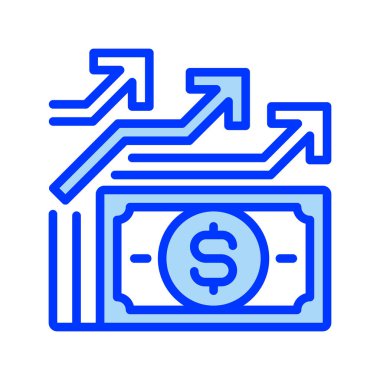 Maaş artışı çizgi simgesi. Evrensel yaratıcı prim sembolü. Vektör simgesi logo şablonu. Vektör illüstrasyonu