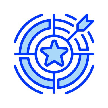 Hedef Başarı çizgisi simgesi. Evrensel yaratıcı prim sembolü. Vektör simgesi logo şablonu. Vektör illüstrasyonu