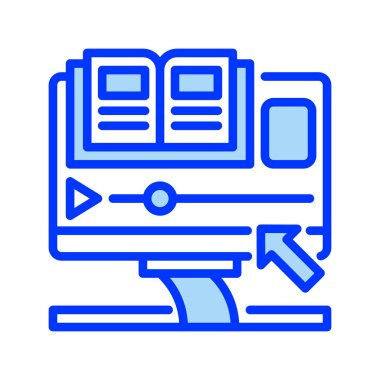 Çevrimiçi Öğrenme Satırı simgesi. Evrensel yaratıcı prim sembolü. Vektör simgesi logo şablonu. Vektör illüstrasyonu