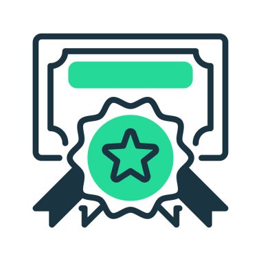 Sertifika Başarı Çizgisi simgesi. Evrensel yaratıcı prim sembolü. Vektör simgesi logo şablonu. Vektör illüstrasyonu