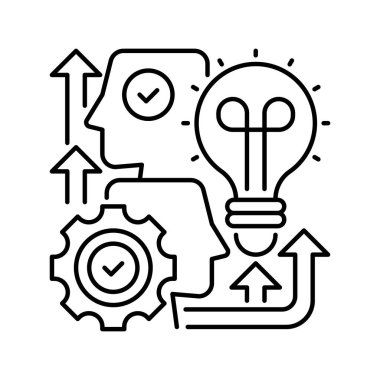 Fikir Oluşturma Çizgisi simgesi. Evrensel yaratıcı prim sembolü. Vektör simgesi logo şablonu. Vektör illüstrasyonu