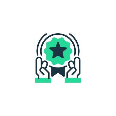 Teşvikler ve Ödüller çizgi simgesi. Evrensel yaratıcı prim sembolü. Vektör simgesi logo şablonu. Vektör illüstrasyonu