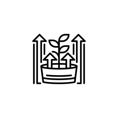 Büyüme bitkisi çizgisi simgesi. Evrensel yaratıcı prim sembolü. Vektör simgesi logo şablonu. Vektör illüstrasyonu