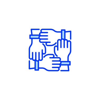 Takım çalışması simgesi. Evrensel yaratıcı prim sembolü. Vektör simgesi logo şablonu. Vektör illüstrasyonu