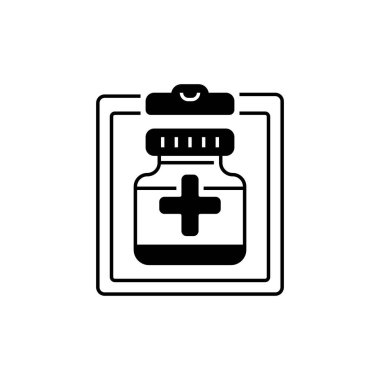 Reçeteli Glyph Icon. Mobil konsept ve web tasarımı için doğrusal biçim işareti. Taslak vektör simgesi.