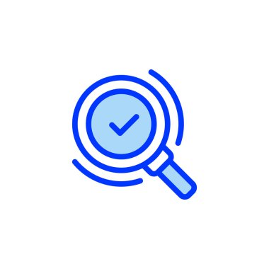 Büyüteç Doldurulmuş Satır Simgesi. Mobil konsept ve web tasarımı için doğrusal biçim işareti. Taslak vektör simgesi.