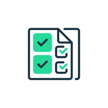 Kontrol Listesi İki Ton Renk Simgesi. Mobil konsept ve web tasarımı için doğrusal biçim işareti. Taslak vektör simgesi.