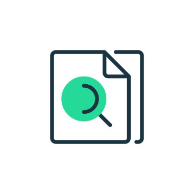 Belge İncelemesi İki Tonlu Renk Simgesi. Mobil konsept ve web tasarımı için doğrusal biçim işareti. Taslak vektör simgesi.