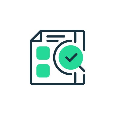 Denetim Listesi İki Ton Rengi Simgesini Denetle. Mobil konsept ve web tasarımı için doğrusal biçim işareti. Taslak vektör simgesi.