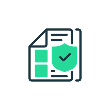 Güvenlik Denetimi İki Tonlu Renk Simgesi. Mobil konsept ve web tasarımı için doğrusal biçim işareti. Taslak vektör simgesi.