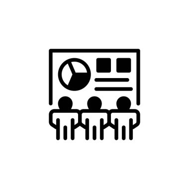 Ekip Toplantısı Glyph Icon. Mobil konsept ve web tasarımı için doğrusal biçim işareti. Taslak vektör simgesi.