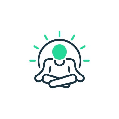 Meditasyon İki Ton Renk Simgesi. Mobil konsept ve web tasarımı için doğrusal biçim işareti. Taslak vektör simgesi.