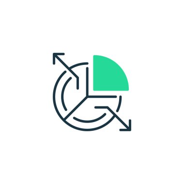 Turta Çizelgesi İki Ton Renk Simgesi. Mobil konsept ve web tasarımı için doğrusal biçim işareti. Taslak vektör simgesi.