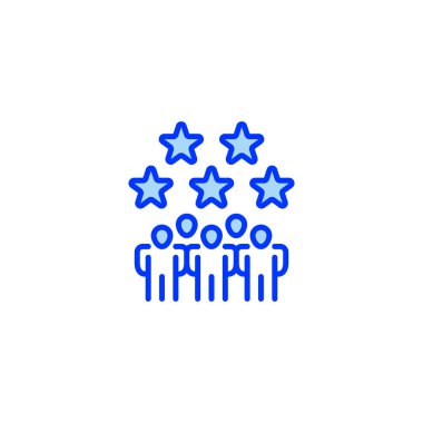 Takım çalışması Stars çizgi simgesi. Evrensel yaratıcı prim sembolü. Vektör simgesi logo şablonu. Vektör illüstrasyonu