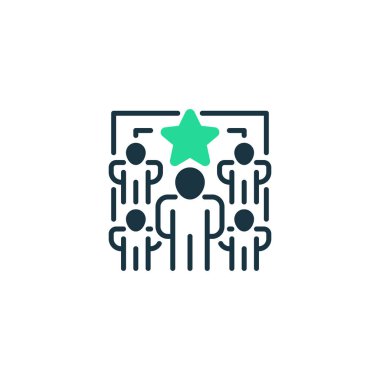 Takım Lideri çizgi ikonu. Evrensel yaratıcı prim sembolü. Vektör simgesi logo şablonu. Vektör illüstrasyonu