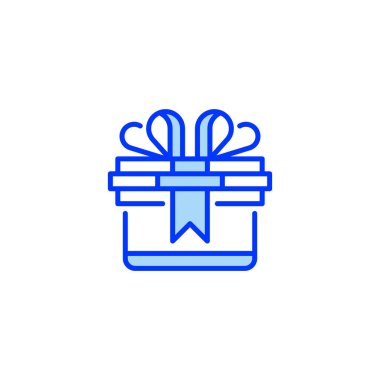 Hediye kutusu çizgisi simgesi. Evrensel yaratıcı prim sembolü. Vektör simgesi logo şablonu. Vektör illüstrasyonu