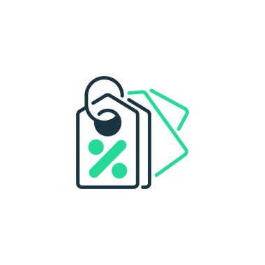 İndirimli etiket satırı simgesi. Evrensel yaratıcı prim sembolü. Vektör simgesi logo şablonu. Vektör illüstrasyonu